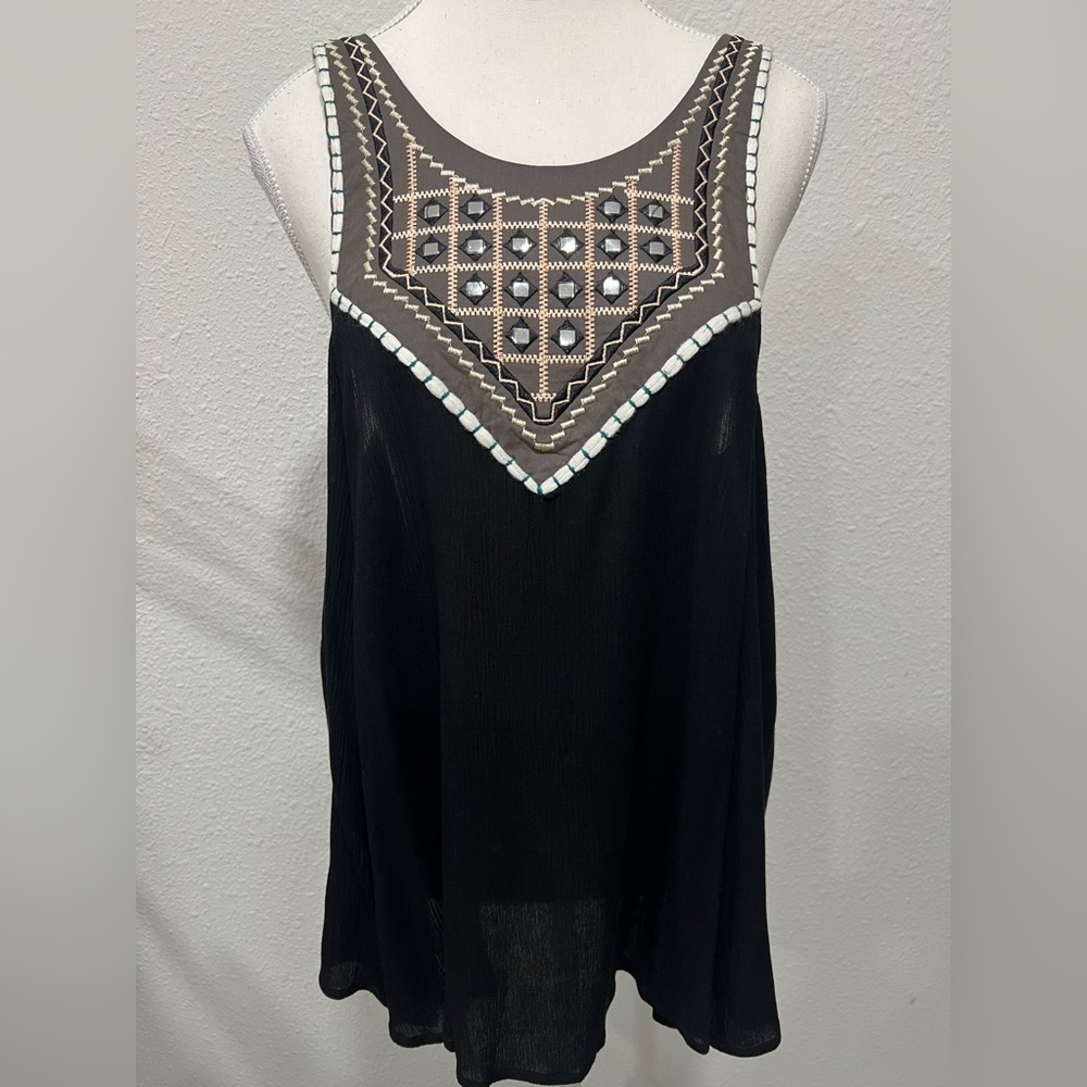 UMGEE Mirror Embellished Embroidered Tunic Tank Top EUC